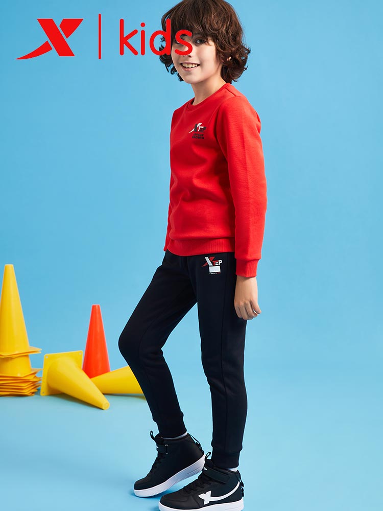 Xtep Kids Sweatshirt - Boys Girls Casual Pullover - Long Sleeve Loose Fit - Breathable