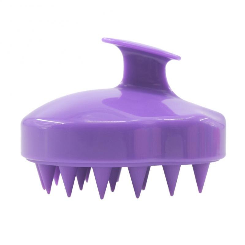 Cepillo de silicona para masaje de cuero cabelludo, cepillo para lavado de pelo, ducha, Spa, adelgazante, 1 unidad: purple