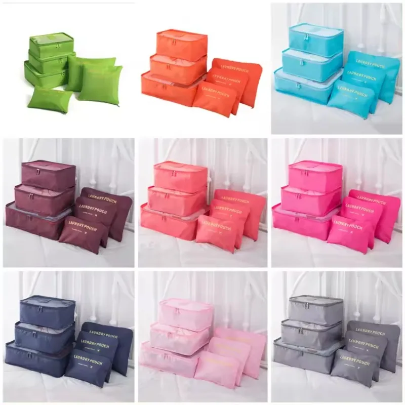 6Pcs Set Travel Organizer Storage Bags Suitcase Packing Cubes Set Cases Portable Luggage Clothes Shoe Tidy Pouch Folding