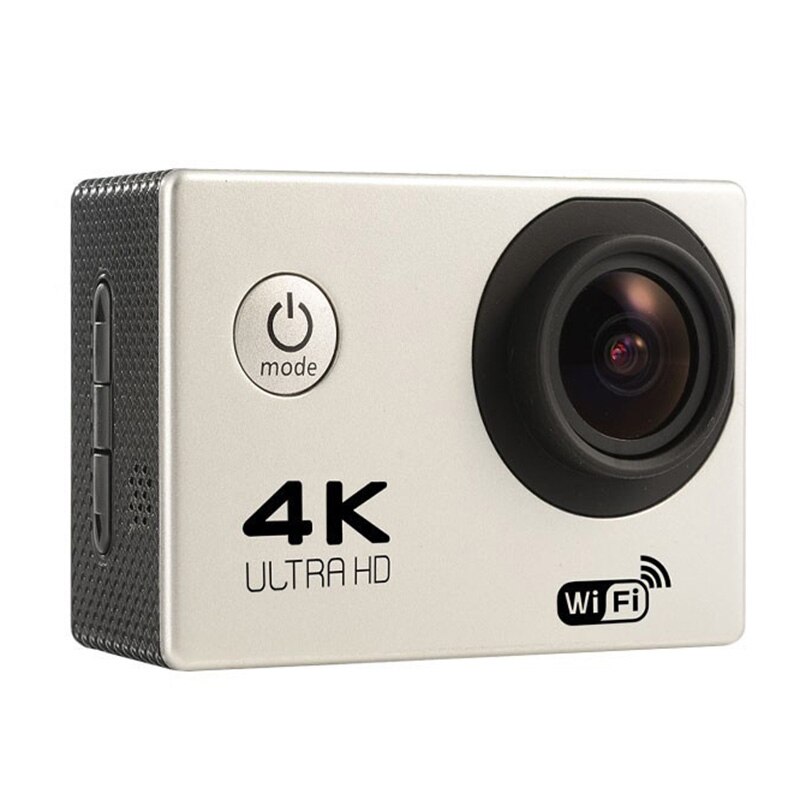Wireless Wifi Camera HD 4K Waterproof Wide Angle 2.0 Inch Screen for Outdoor Sports: silver grey