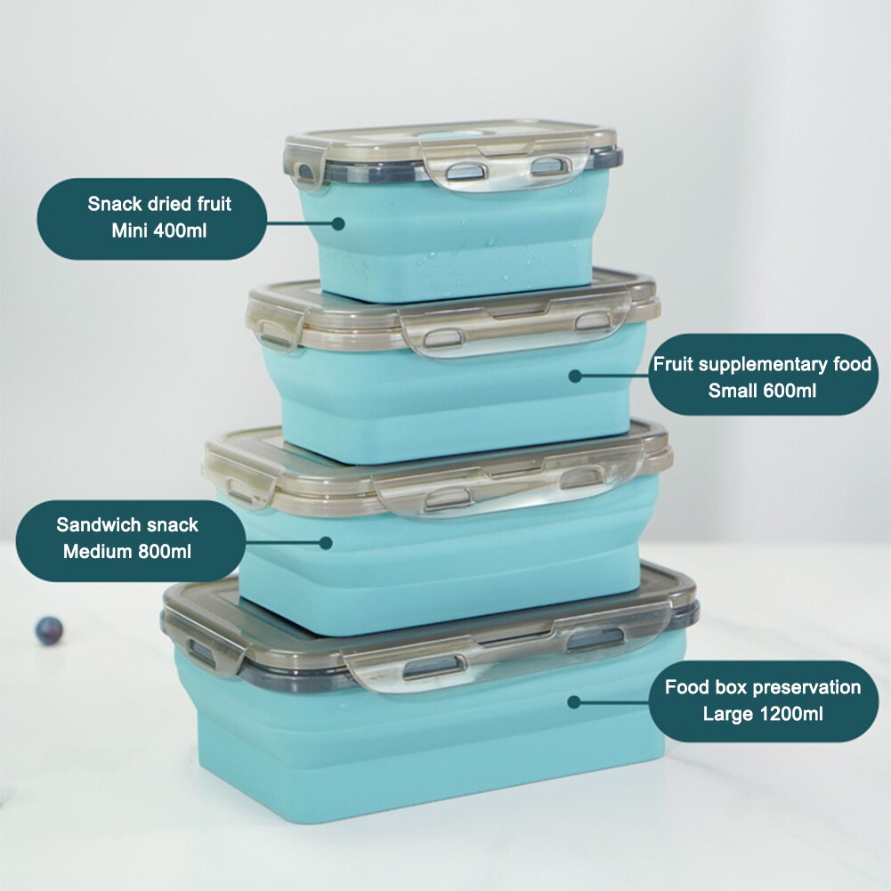 Siliconen Lunchbox Opvouwbare Magnetron Bento Lunchbox Keuken Home School Picknick Camping Voedsel Opslag Container