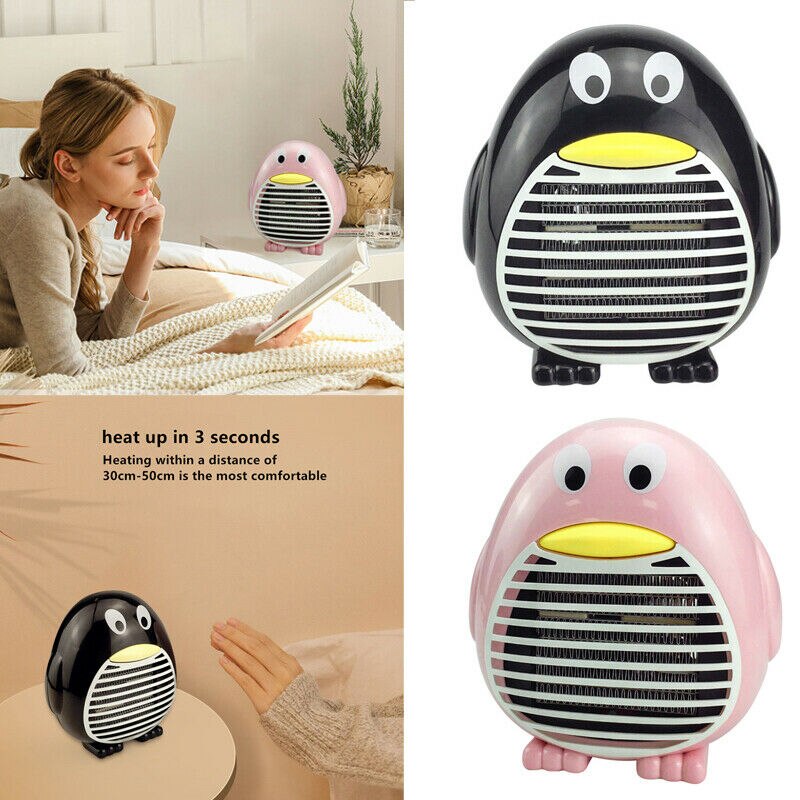 Cute Mini Heater Fan Heater Portable Electric Penguin Heaters for Office Desktop Table Home Dorm Indoor Use EU UK US Plug