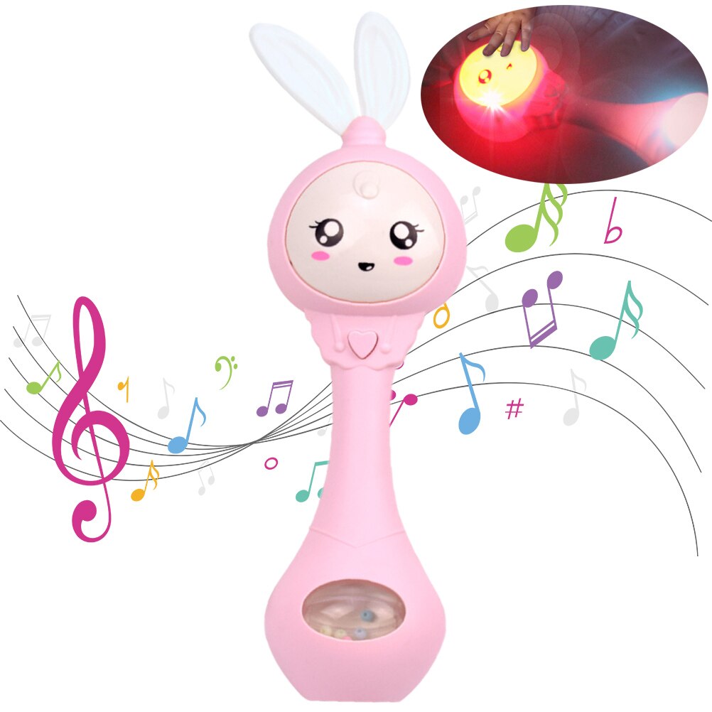 0-12M Musical Flashing Baby Rammelaars Baby Baby Hand Bells Leuke Konijn Hand Bells Rammelaars Pasgeboren Baby Vroeg educatief Speelgoed