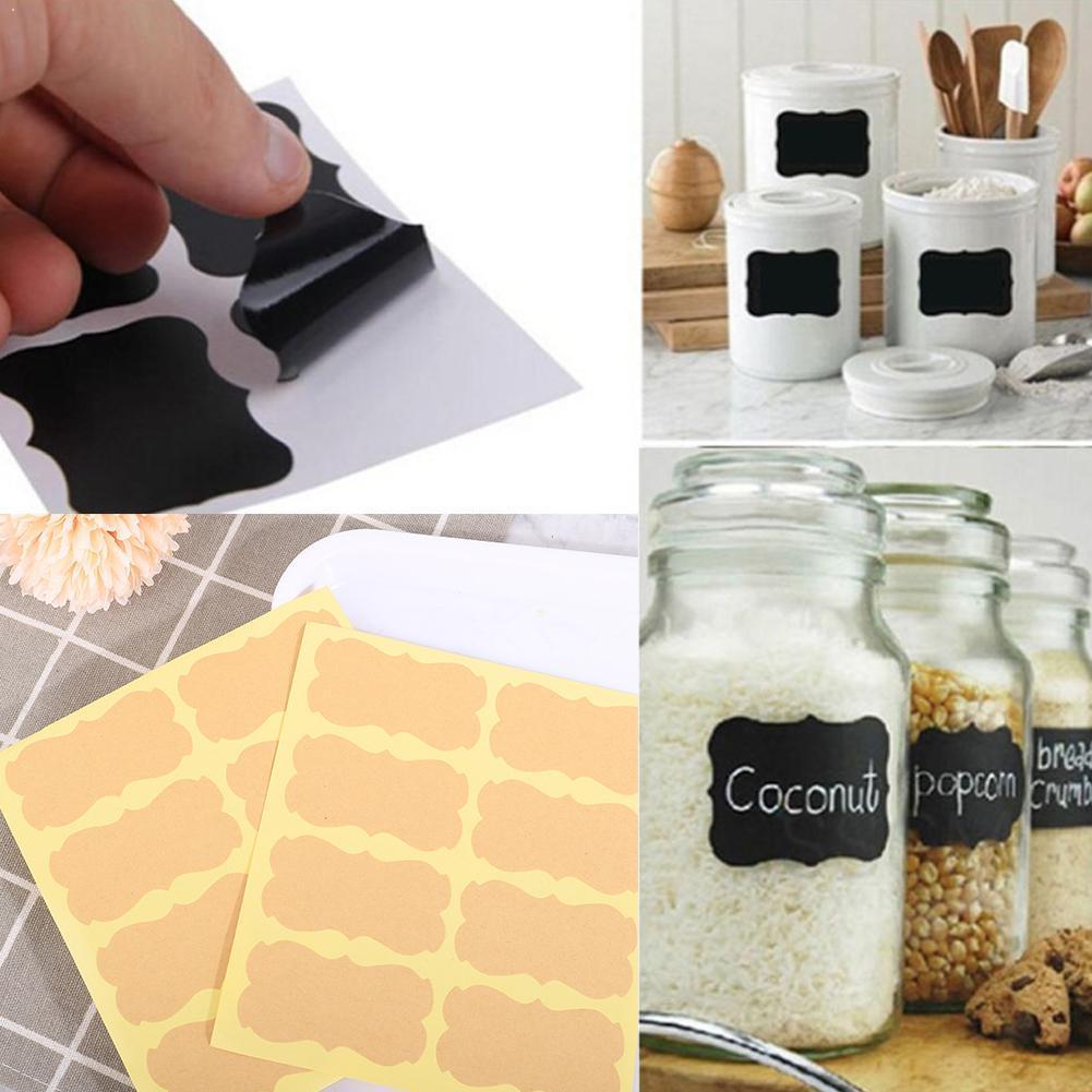 Pizarra adhesiva borrable para cocina, etiquetas organizadoras de tiza, tarros, L2S6 pizarra negra, 5x3,5 cm, 4/10 Uds.