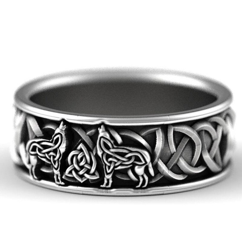 Vintage 925 sølv nordeuropæisk mytologi ulv finriel forsvar totem amulet hip-hopwolf ring mand vintage smykker