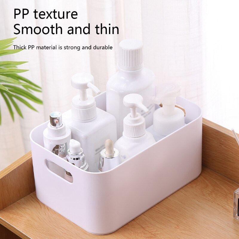 3 Kleur Kleine Pantry Opslag Bakken, Plastic Opbergbakken Met Handvatten Voor Slaapkamer, Zwart/Transparant/Wit