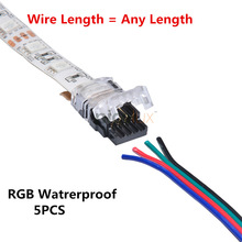 5pcs RGB LED Strip Connector 4 Pin 5050, 10mm Kleurrijke LED Tape Licht Connector voor Waterdichte IP65 Strip Wire Gebruik.