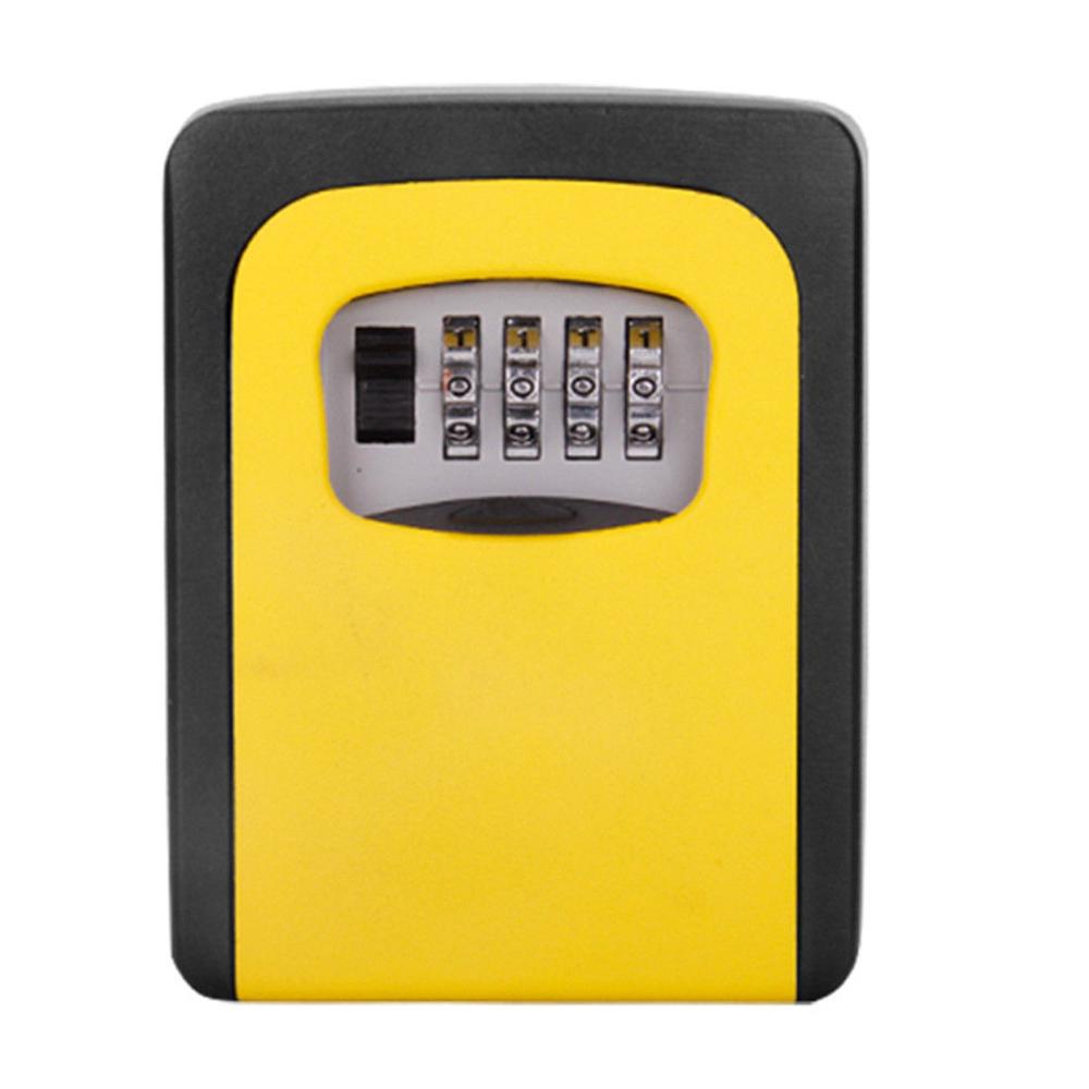 4 Digit Combination Password Safety Key Box Lock Padlock Organizer Wall Mounted: Yellow