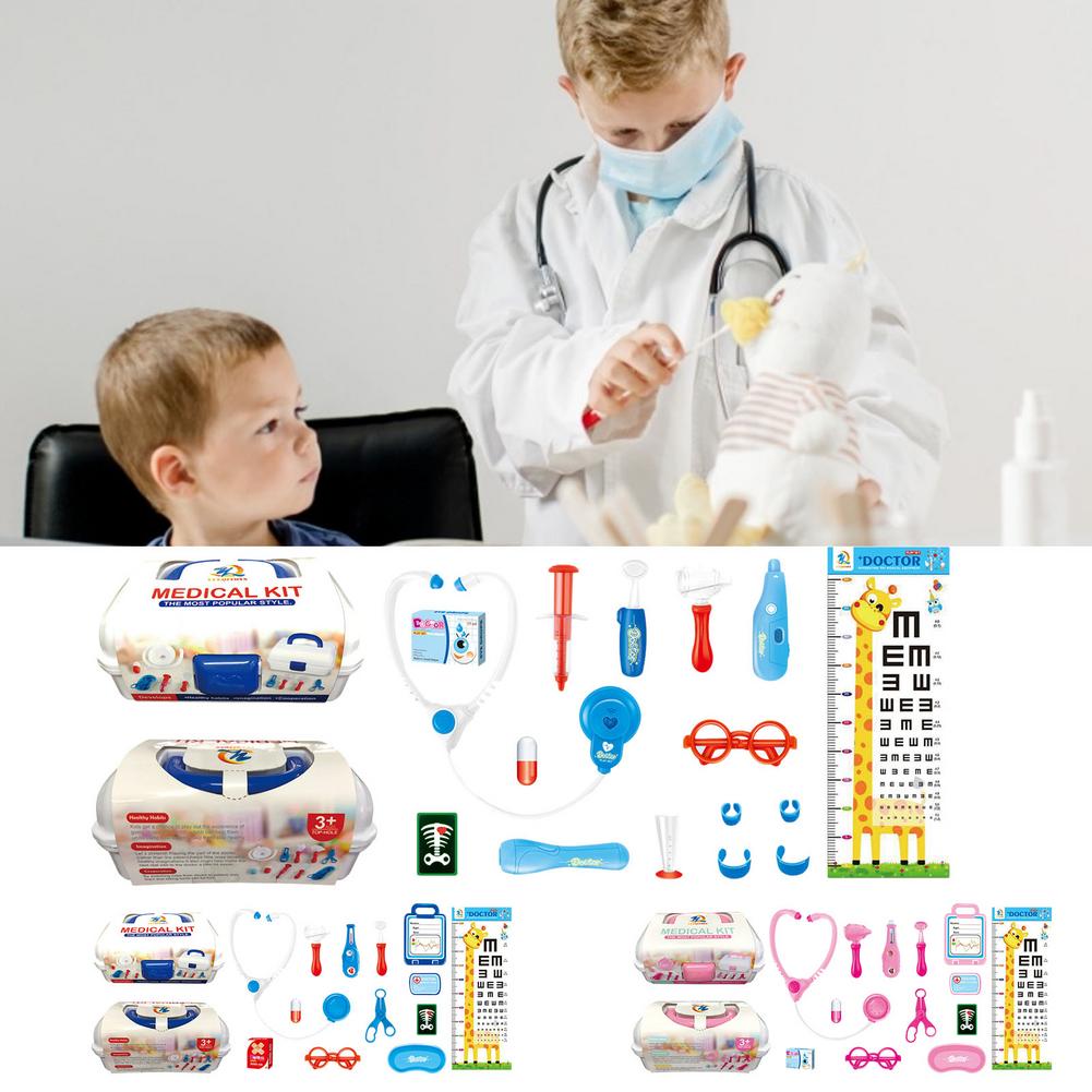 Kinderen Arts Speelgoed Kit Elektronische Stethoscoop 16 Apparatuur Met Opbergdoos Otoscoop Klinische Thermometer Dental Spiegel