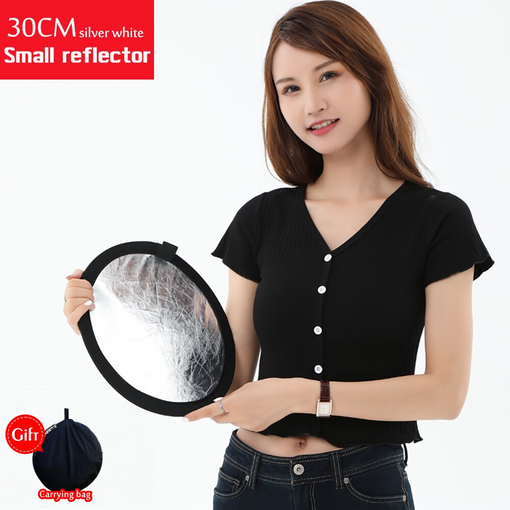 2 in 1 30cm/12 Inch Reflector Collapsible Photography Light Round Portable White Siliver For Studio Multi Photo Disc Diffuers