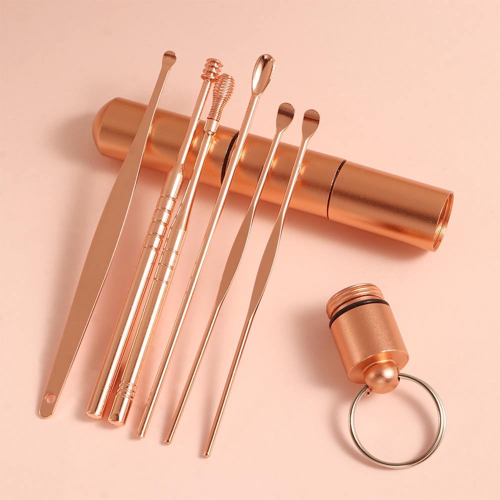 6 Stks/set Draagbare Roestvrij Stalen Spiraal Oor Pick Lepel Oorsmeer Removal Cleaning Earpick Oor Schoner Oor Lepel Care Tools
