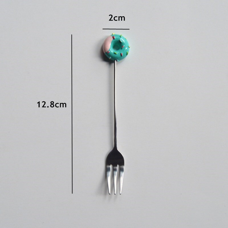 donut fork spoon coffee blender household kitchen stainless steel fork spoon tool kitchen accessories supplies: Blue fork