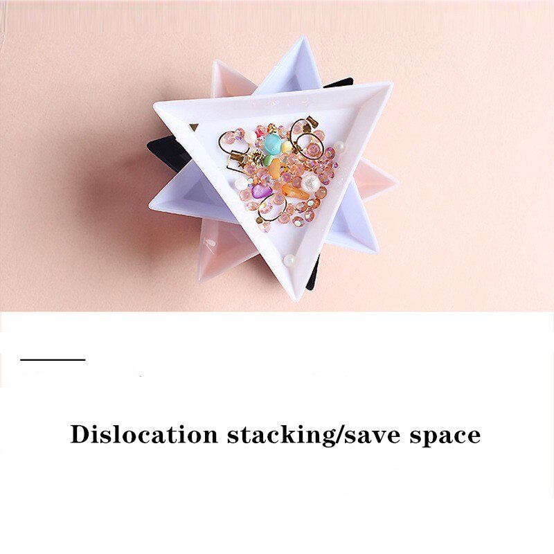 Heißer 5/10Stck Kunststoff Dreieck Nagel Fach DIY Nagel Kunst Strass Perle Kristall Sortierung Lagerung Platte Manikübetreffend Werkzeuge zubehör