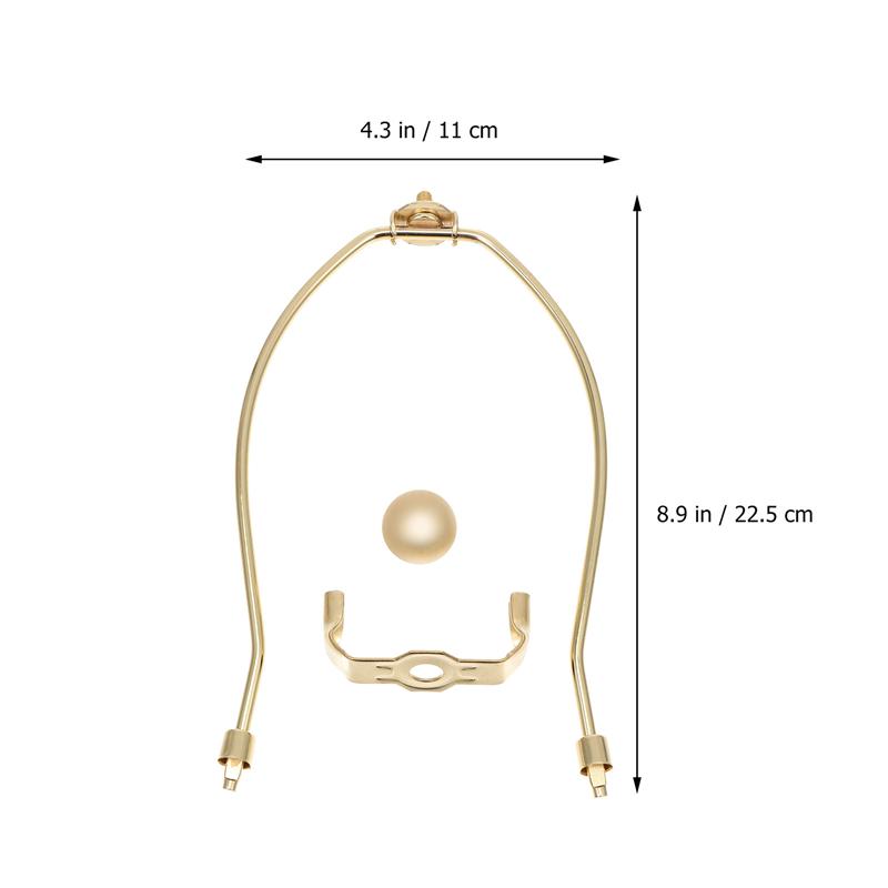 Soporte de arpa para pantalla de lámpara de 2 piezas, soporte de pantalla de lámpara duradero, marco de bocina: Golden22.5X11X2.5CM