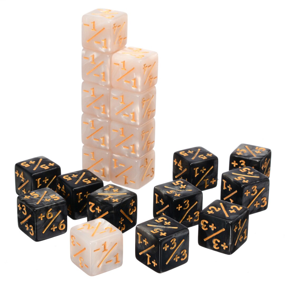 10 pz/set 14 millimetri 6 Lato Conteggio Dice Nero Bianco + 1/-1 Conteggio Dadi Giocattolo Per Bambini Interessante di gioco Del Partito Bar Dices