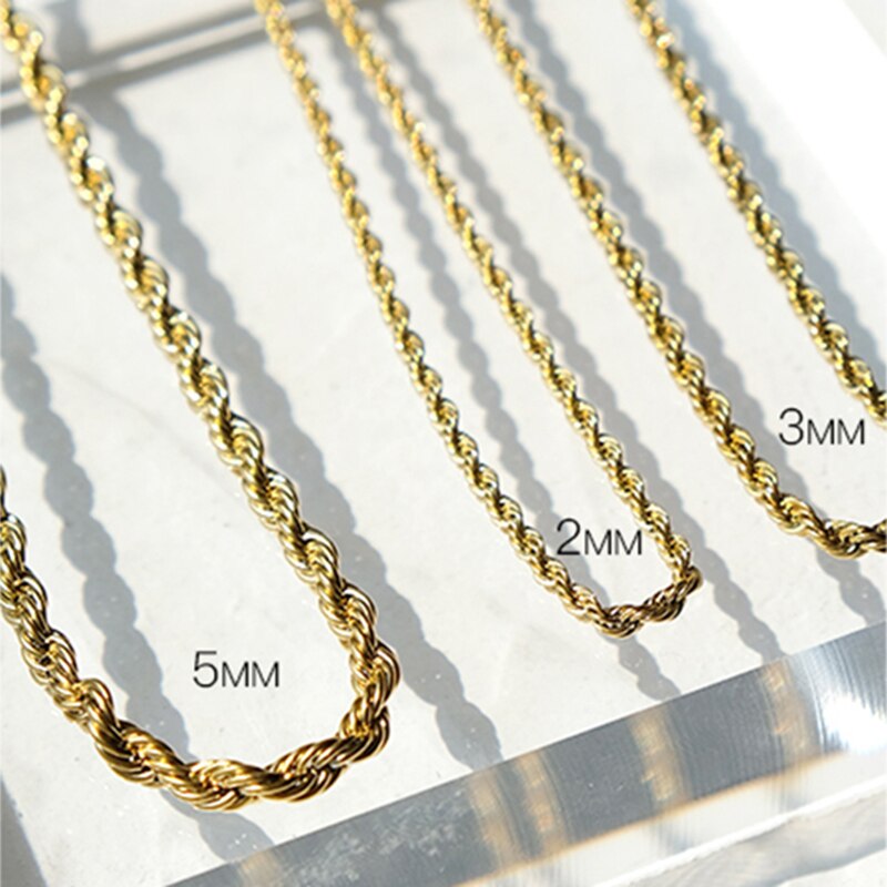 Must Have Minimalist Basic Gold Color Twisted Chain Choker Necklaces For Women Street Style Gold Jewelry Chain Necklace
