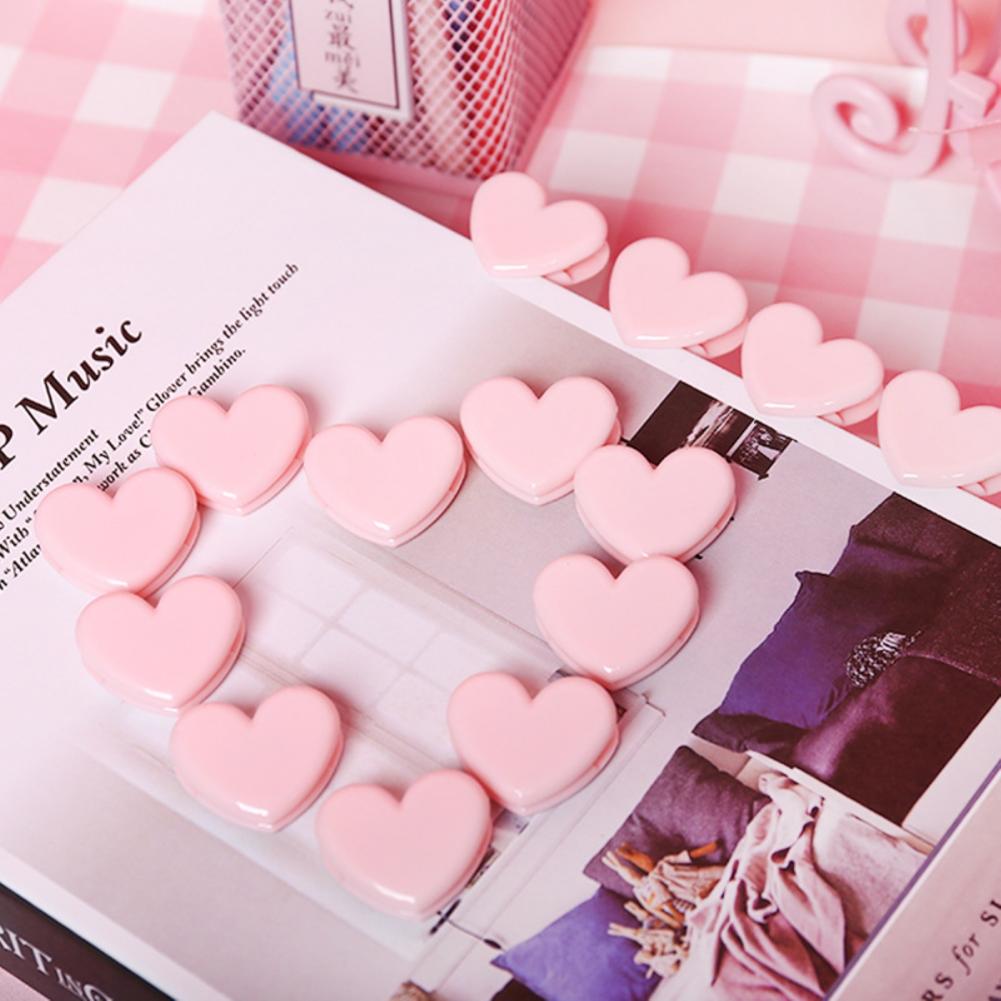 Paper Clip Solid Color File Clip Stationery Wide Application Attractive Heart Shaped Paper Clamp