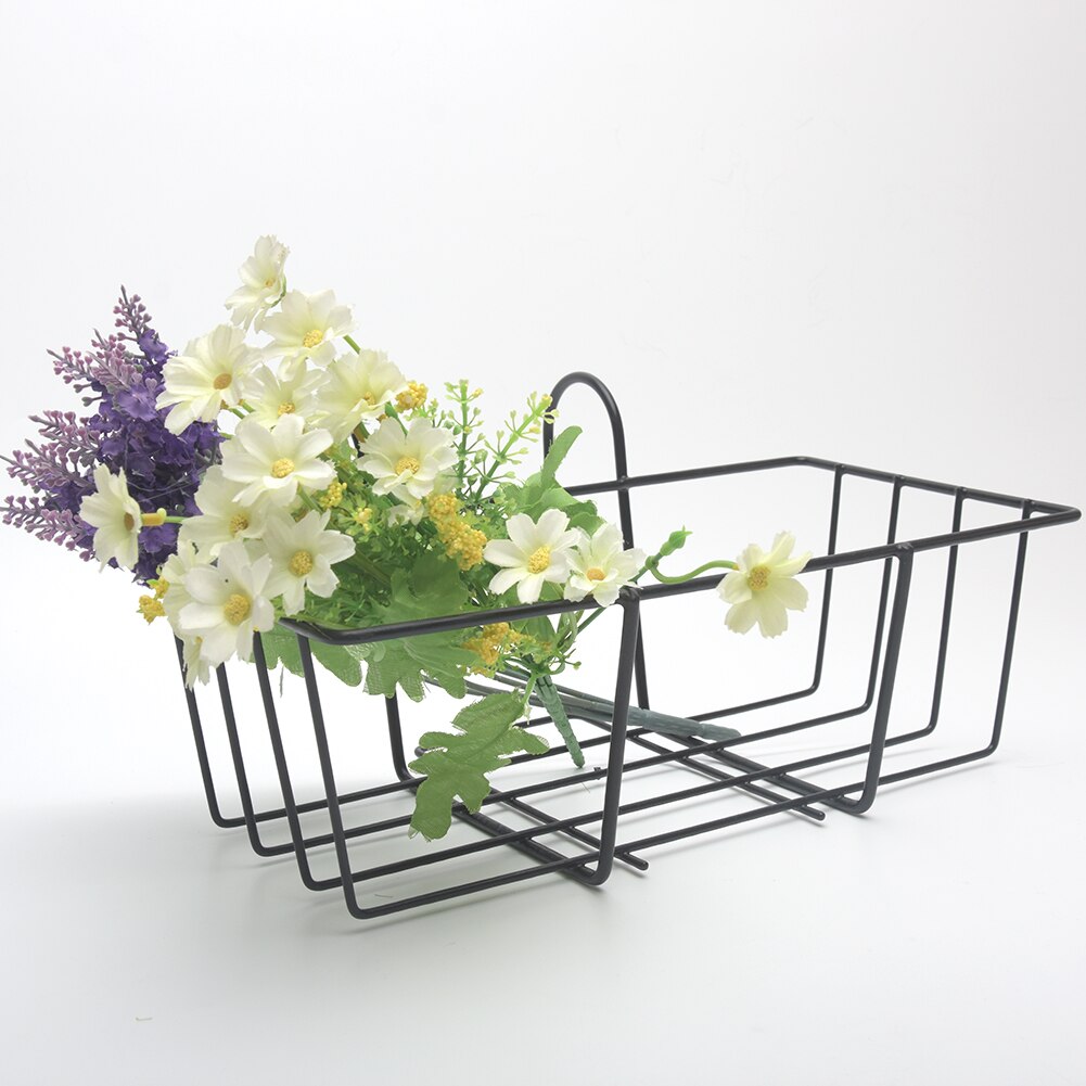 Iron Art Multifunction Display Stand Durable Home Porch Hanging Railing Fence Flower Pot Holder Storage Hanger Balcony Rack