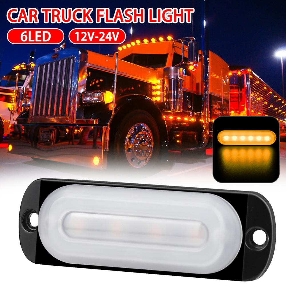 DC12-24V 18W 6LED Auto Vrachtwagen Motorfiets Emergency Beacon Waarschuwing Gevaar Flash Strobe Underbody Turn Lichtbalk Amber: YE