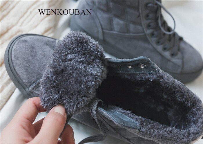 Kvinnor vinter sneakers korta plysch ankel boots kvinnor plattform sneakers hög päls varma sneakers dam skor tenis feminino