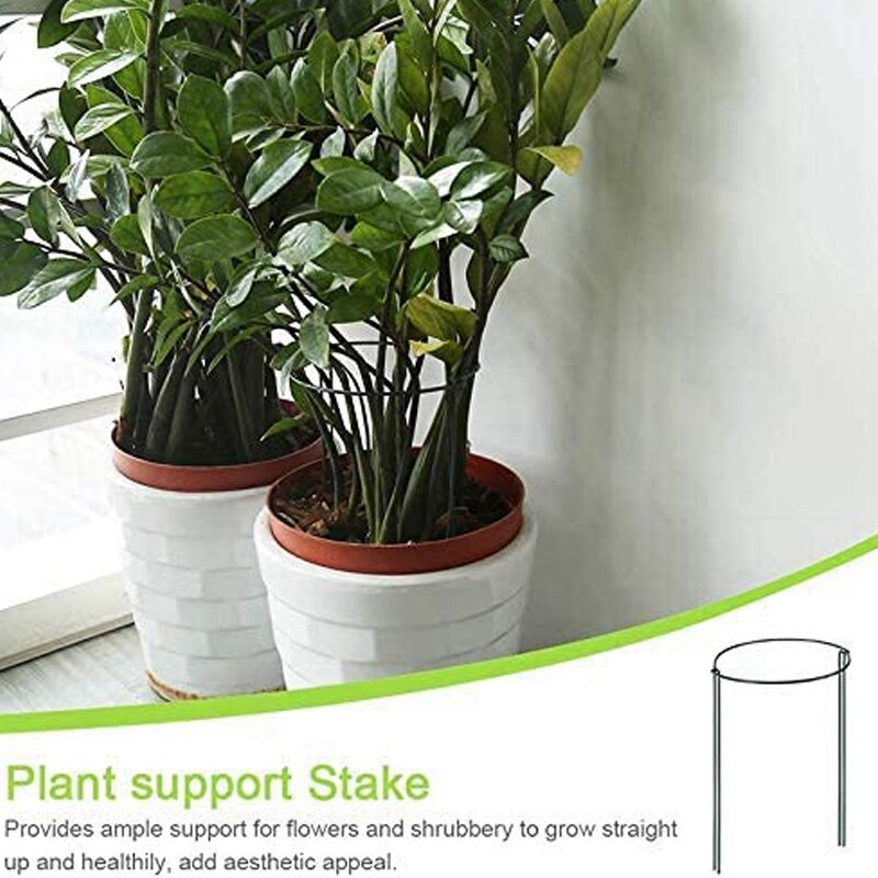 -Plant Support Stake 8-Pack Half Round Metal Garden Plant Supports Green Garden Plant Support Ring Garden Border 21X35cm