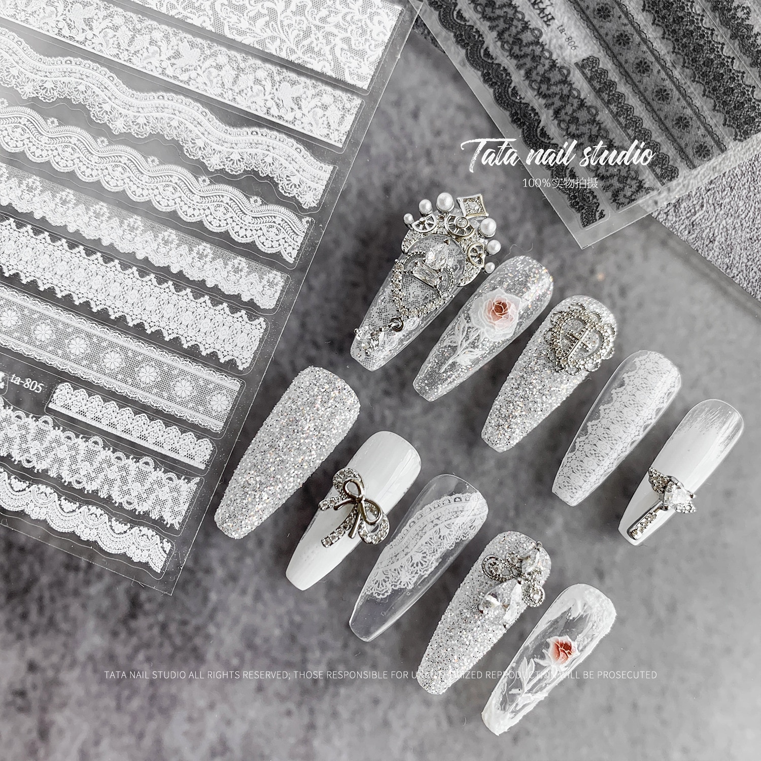 Nail art 3d tarra tarrat hääpitsi kynnet salon manikyyri koristelu