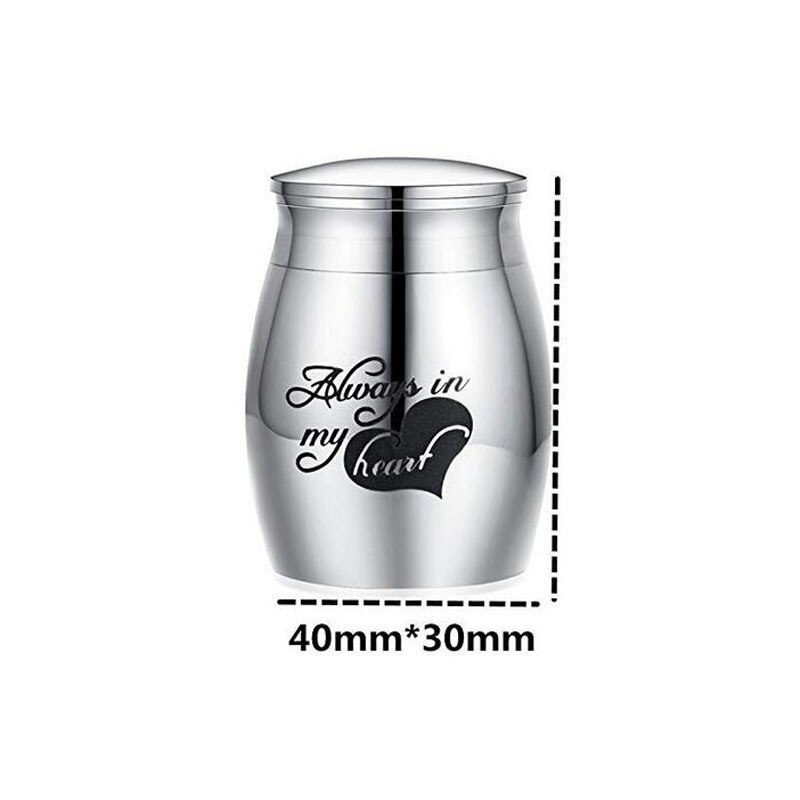 30x40mm Cute Cremation Keepsake Urns for Human Ashes of Pet Mini Small Funeral Casket Titanium Steel Angel Memorial Jar