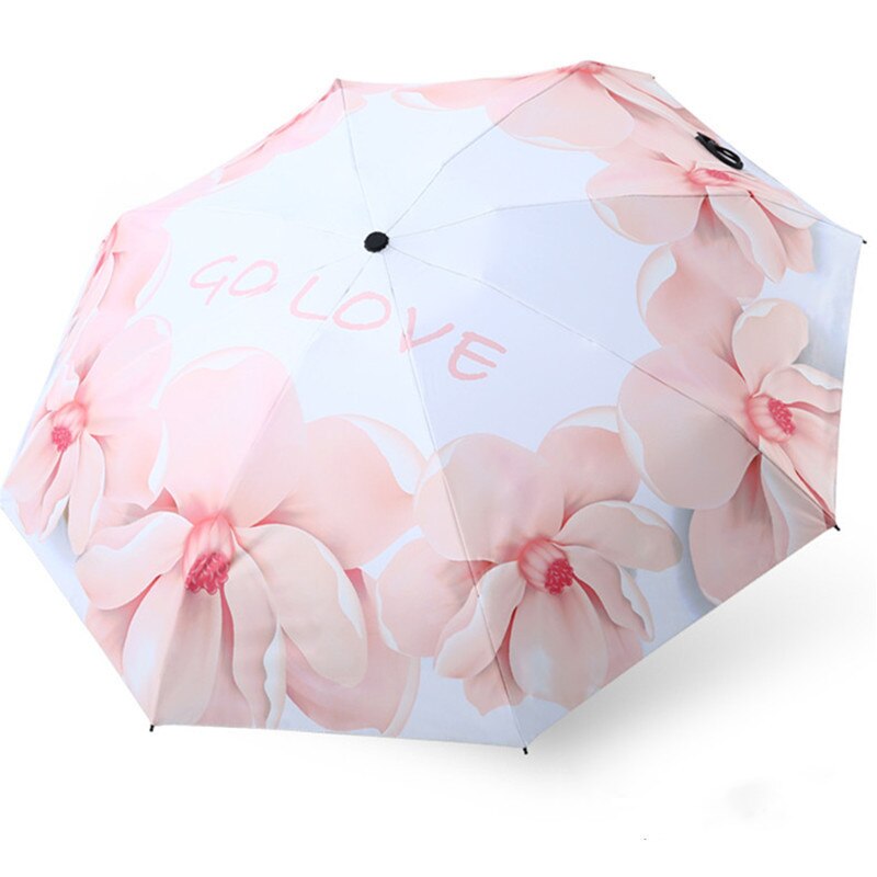 Mini Pocket Umbrella Automatic Folding Umbrella Rain Women Capsule Pink flowers Parasol Windproof UV Protection Female Umbrella