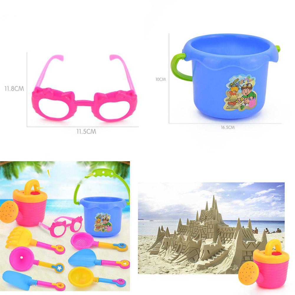 9 stks/set Simuleren Ketel Emmer Schop Trechter Bril Beach Seaside Water Zand Spelen Speelgoed