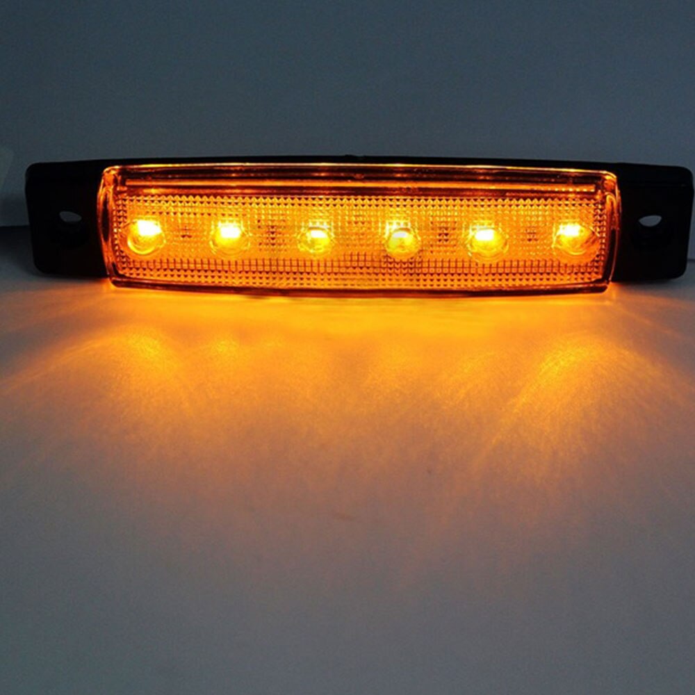 10pcs DC12V 6 LED Yellow Light Truck Lights Truck Side Lights Indicator Lights Marker Lamp For Truck Bus SUV Car Accessories