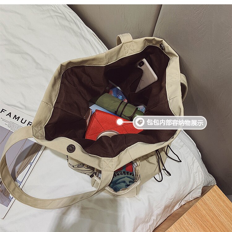 Franse grote capaciteit tote bag handtas & canvas schoudertas breedte 55cm hoogte 32cm dikte 19cm