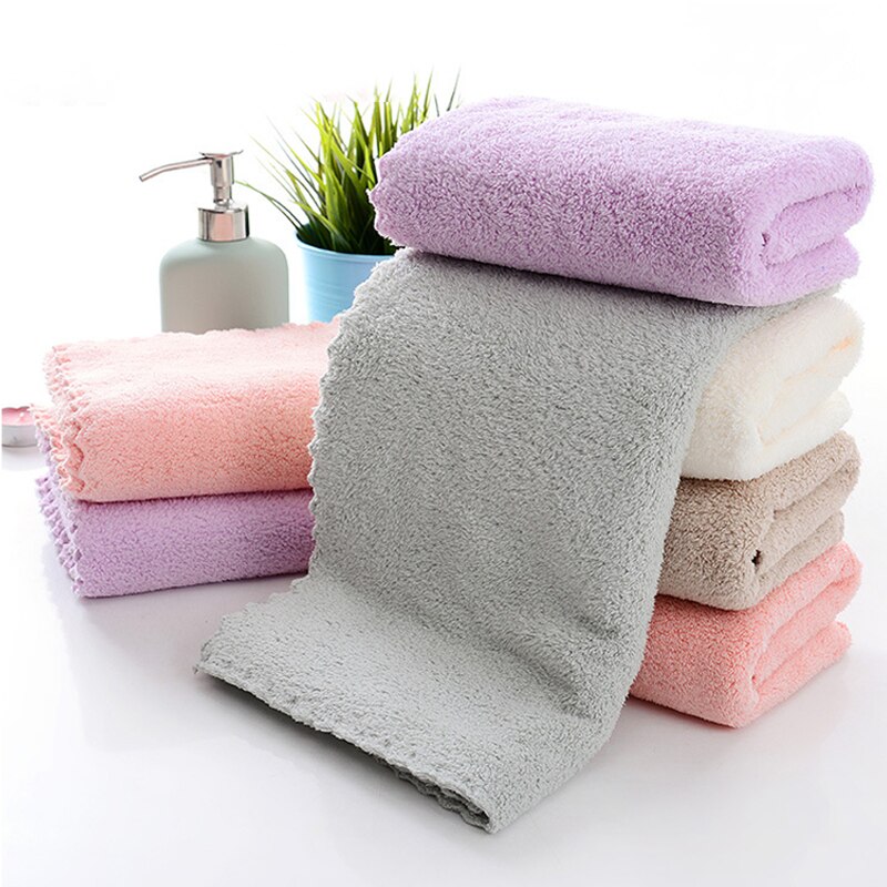 Solid Color Coral Velvet Towel Microfiber Absorbent Towel Home Shower Hair Face Hand Towel Breathable Comfort Clean Supplies