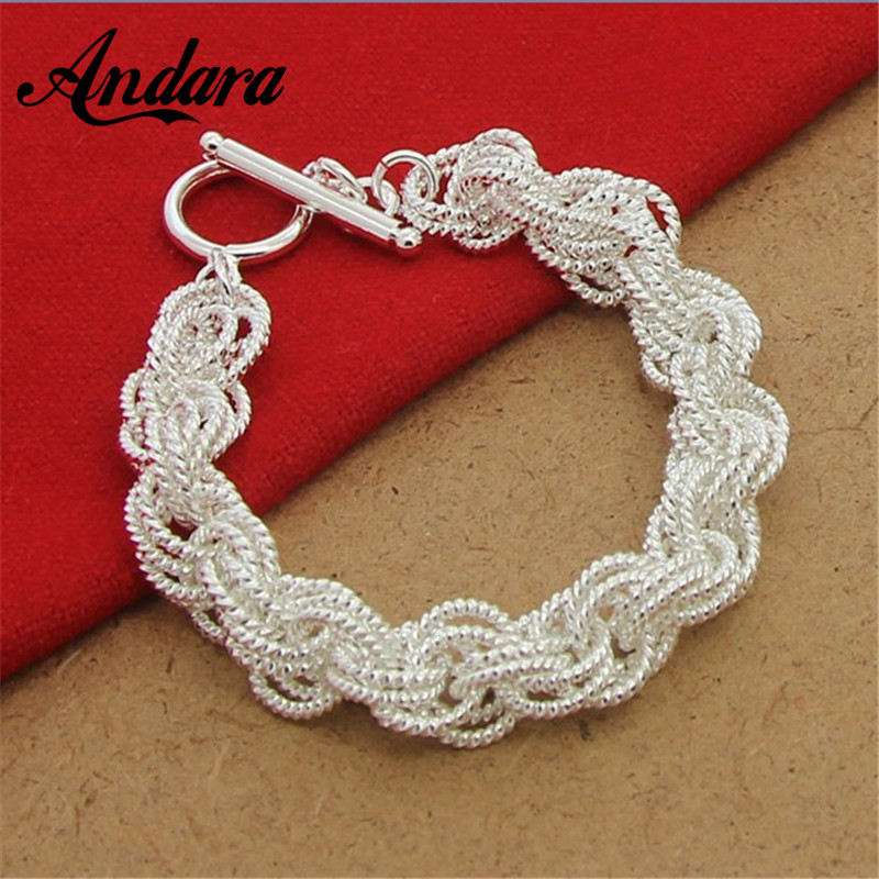 Silver 925 Jewelry Link Chain Bracelets &amp; Bangles For Women Charm Jewelry Y137