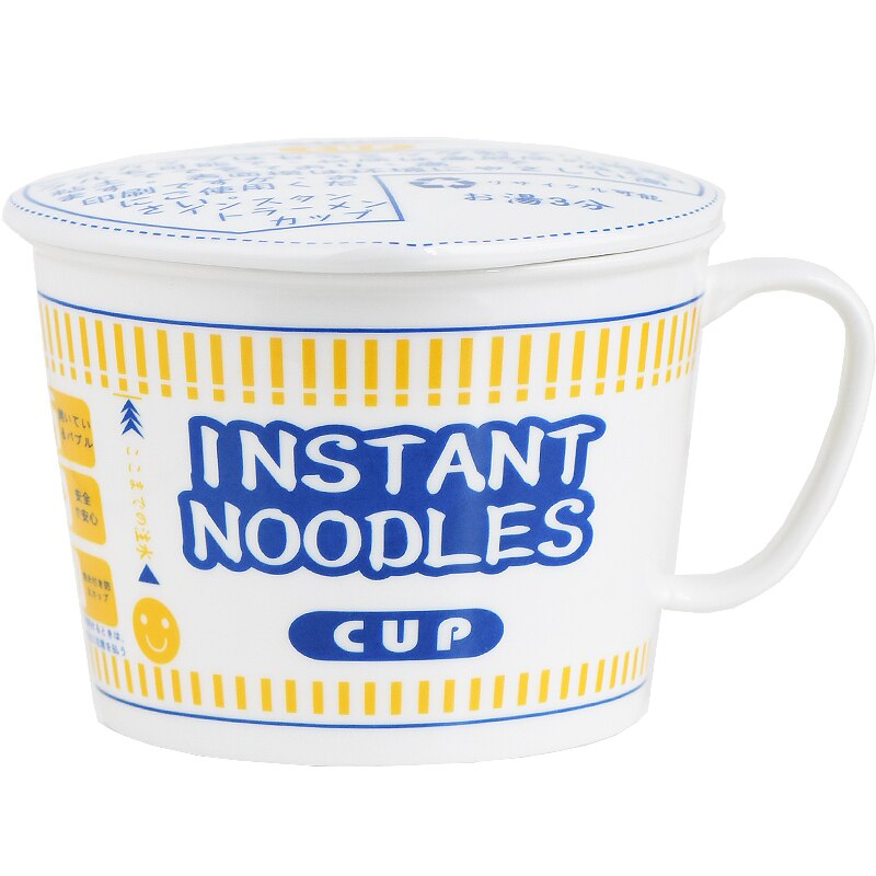 Instant Noodle Kom Keramische Kommen Met Deksel Creatieve Havermout Cups Met Handvat Japanse Ramen Noodle Kom Keuken Accessoires