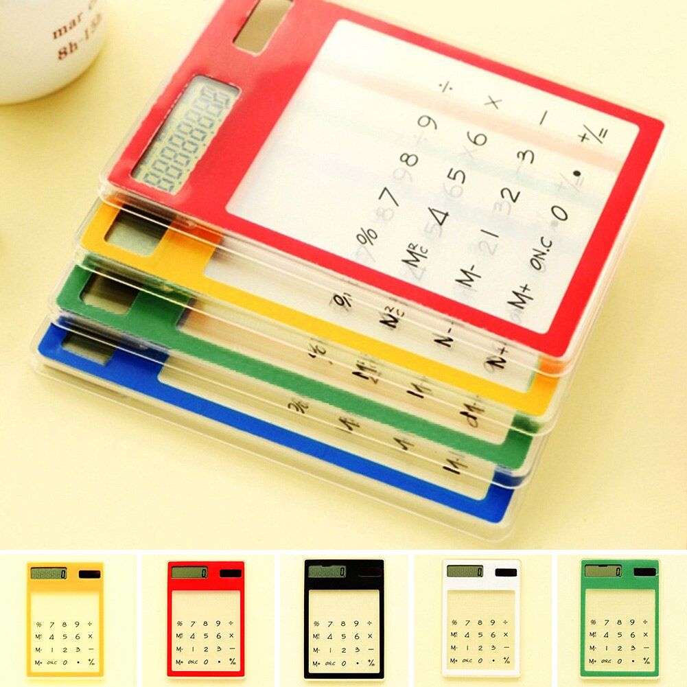 LCD 8 Digit Touch Screen Ultra slim Transparent Solar Calculator Stationery Scientific Calculator Student School Office