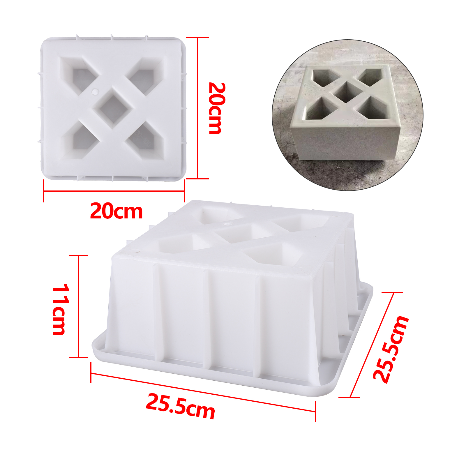 Cement Antieke Baksteen Mal Vierkante Tuinmuur Maken Bakstenen Mal 3d Carving Anti-Slip Beton Diy Bestrating Mallen 1Pc: Ivoor