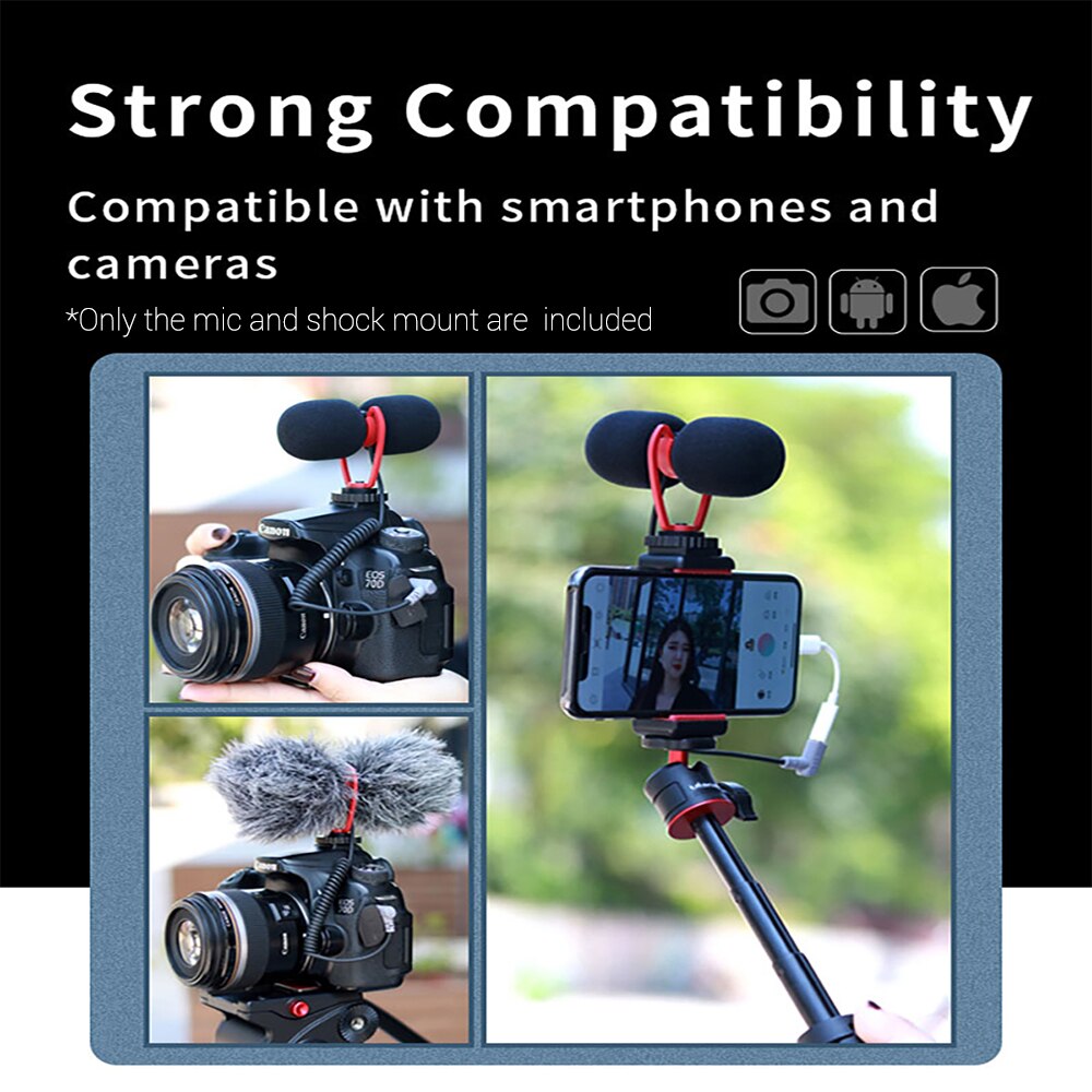 SAIREN T-MIC Dual-Head Mini Microphone Super-Cardioid Stereo Record Mic 3.5mm TRRS Plug for DSLR Camera Smartphone Video Vlog