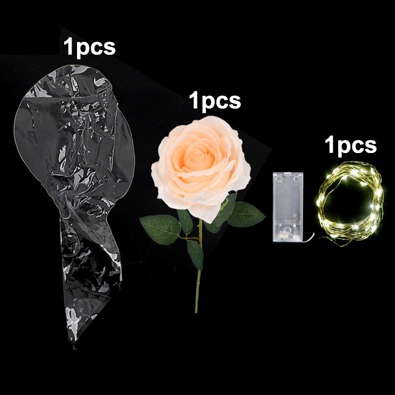 Kit de Globos Led transparentes, globo de burbujas de cuello ancho con luces, accesorios de flores para boda, decoración de PVC: Champagne