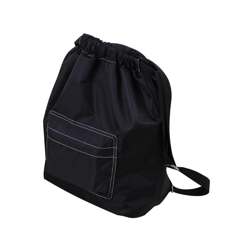 Swimming WaterProof Wet and Dry Separation Cord Backpack women's casual Drawstring Beach bag: Black