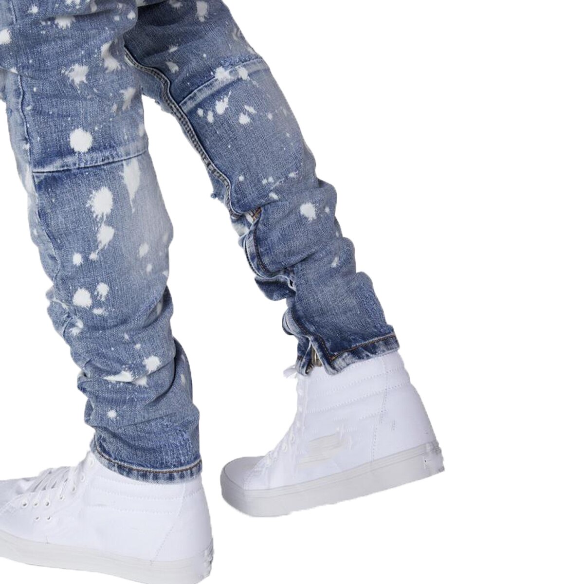 Pantalones vaqueros desgastados con de lunares para hombre, Vaqueros ajustados con agujeros de rodilla, Pantolon