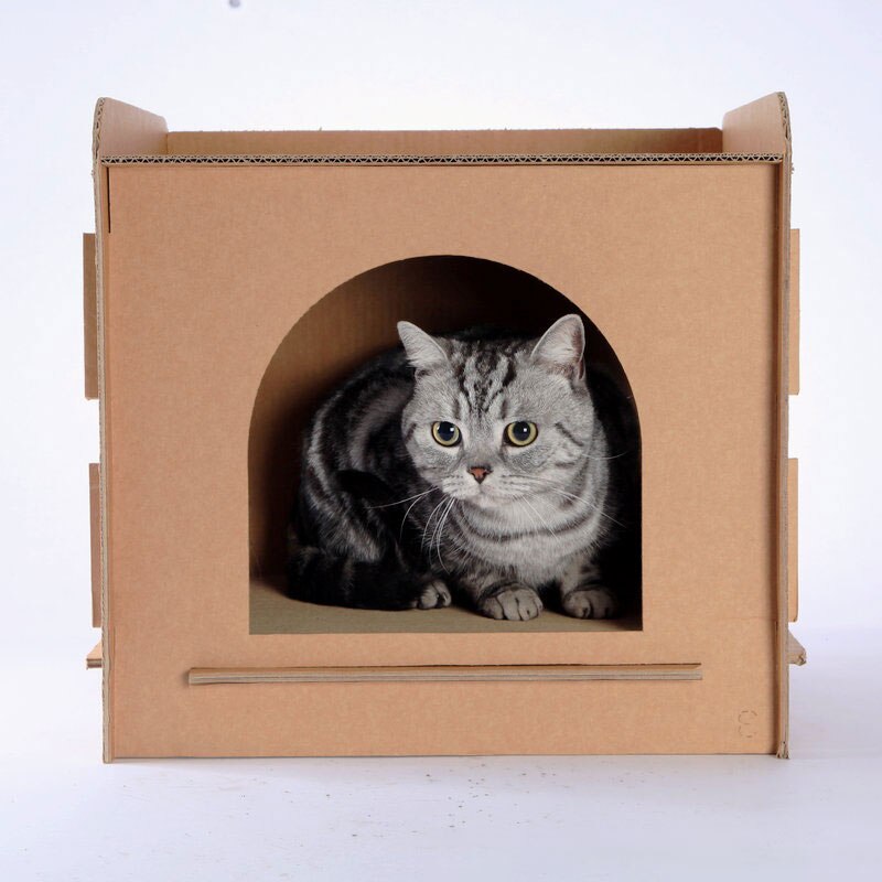 Tools Cat House Carton Box DIY Scratch Board Pet Kitten Have Small Window Indoor Self Assembly Corrugated Paper Toys Supplies