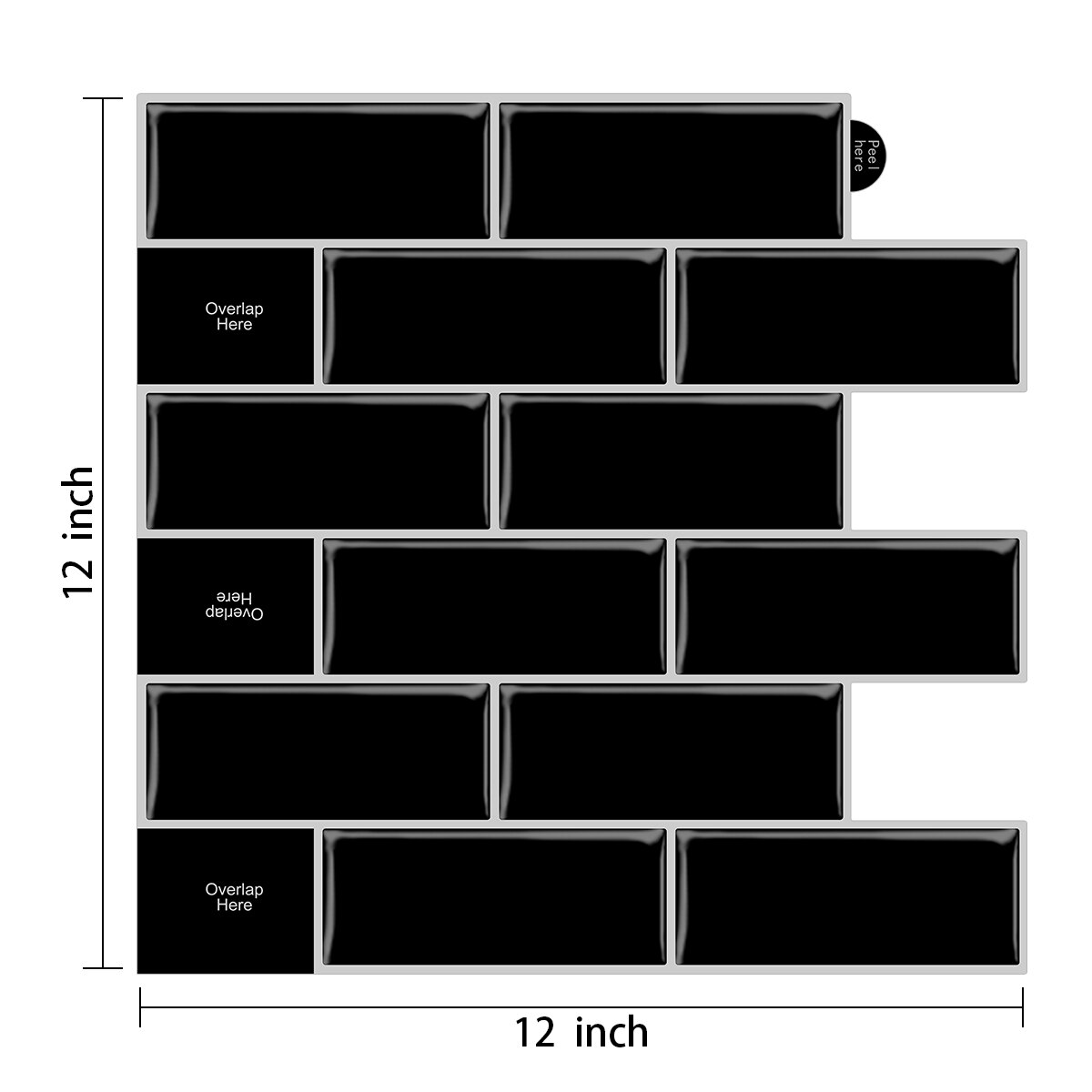 3D Peel and Stick Wall Sticker Self Adhesive Tile White Glass Subway Tile Backsplash Kitchen Tile Home Decor Mosaic Wall Tile: T80095