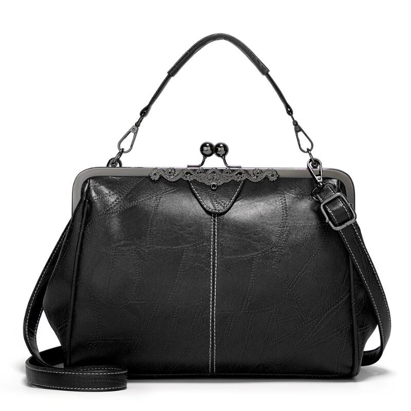 Vintage blødt læder crossbody tasker til kvinder mærke skulder messenger tasker dame rejsepunge og håndtasker cross body taske: Sort