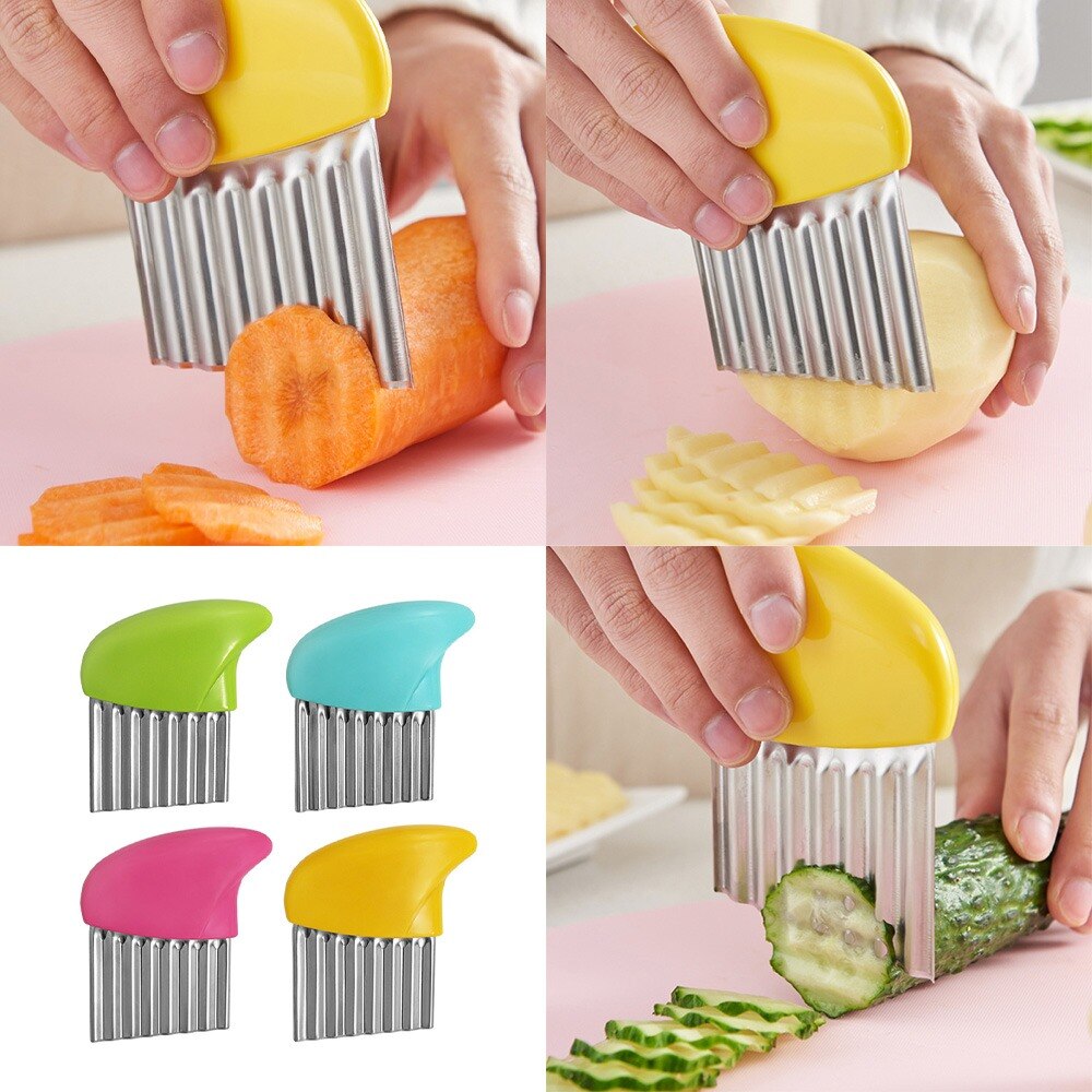 Aardappel Cutter Rvs Aardappel Golvend Mes Franse Fry Chip Cutter Keuken Groente Snijmachine Snijden Gereedschap Keuken Gadgets