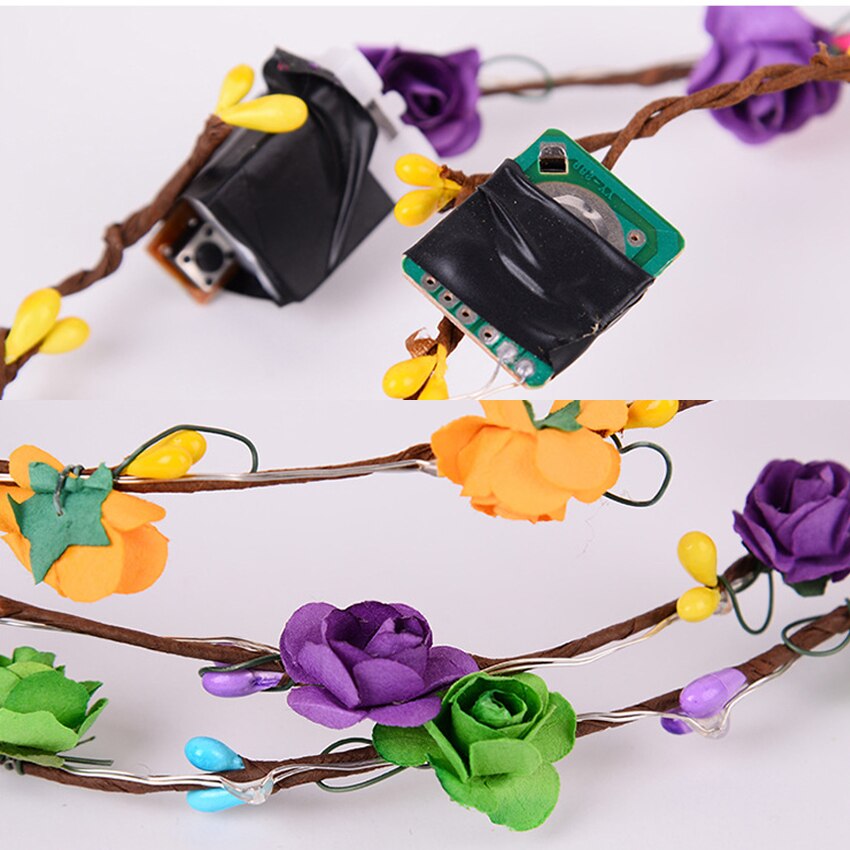 Frauen Mädchen glühend Kranz Krone Blume Stirnband LED Licht hoch Haar Kranz Haarband Girlanden Hochzeit Party Weihnachten Weihnachten Birthda