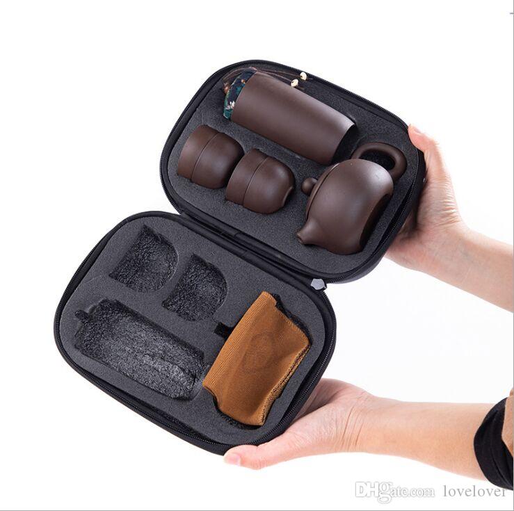 Teaset Paars Zand Reizen Thee Set Een Pot Vier Kopjes 1 Pot Van Draagbare Relatiegeschenken Nieuwjaar