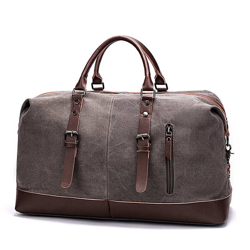 Mannen Casual Draagbare Grote Capaciteit Korte-Afstand Reistas Sporttas Canvas Tas Schouder Messenger tas: gray