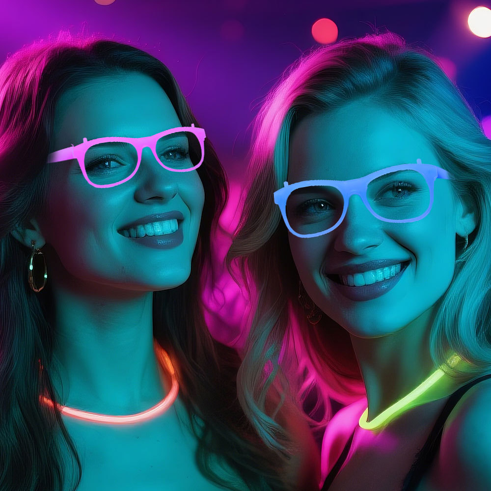 Selvlysende briller neonfargeskiftende briller lysende rekvisitter fluorescerende temafest uv-glød festdekorasjonsutstyr