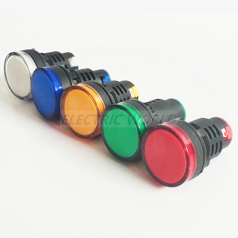 LED Metal Indicator light 30mm waterproof Signal lamp power light DC12V DC24V AC220V red yellow blue green indication lamp