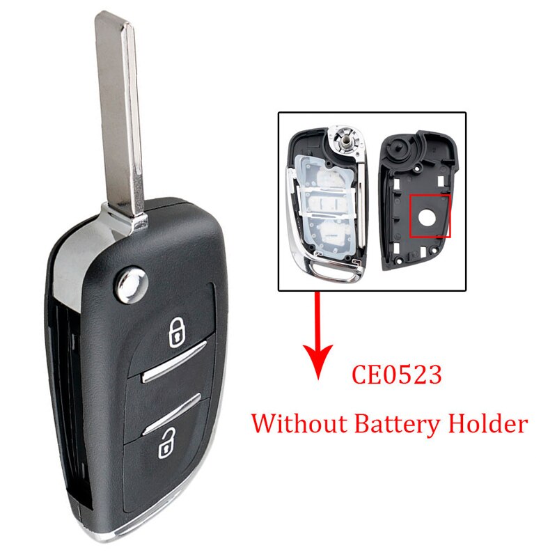 Auto Key Case Vervanging 2 Knoppen CE0523 Gewijzigd Flip Vouwen Sleutel Shell met HU83 Blade Fit voor Peugeot 306 407 807
